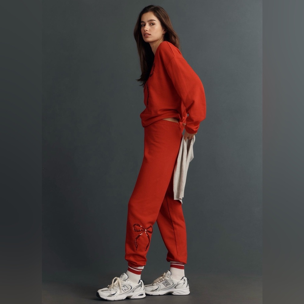 Beach Riot x Anthropologie Nash Sequin Bow Sweatpants